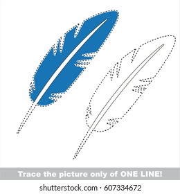 Blue Feather. Dot to dot educational game for kids.