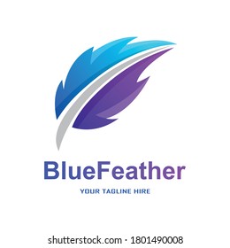Concepto de logotipo de gradiente de plumas azules