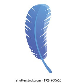 Blue feather icon. Cartoon of blue feather vector icon for web design isolated on white background