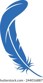 Blue feather logo. Creativity symbol. Writer icon