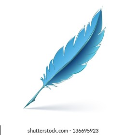 Blue Feather Pen Eps10