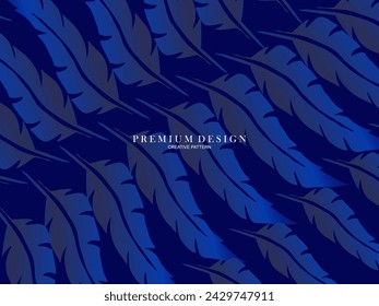Blue feather premium background. Abstract dynamic composition. Modern vector feather illustration.