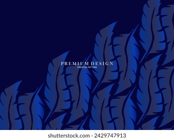 Fondo premium de plumas azules. Composición dinámica abstracta. Ilustración moderna de la pluma del vector.