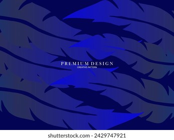 Fondo premium de plumas azules. Composición dinámica abstracta. Ilustración moderna de la pluma del vector.