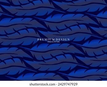 Blue feather premium background. Abstract dynamic composition. Modern vector feather illustration.