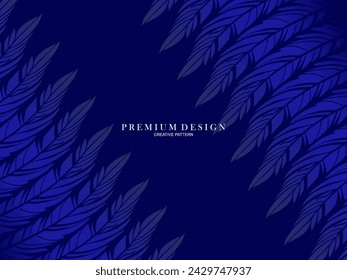 Fondo premium de plumas azules. Composición dinámica abstracta. Ilustración moderna de la pluma del vector.