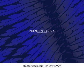 Blue feather premium background. Abstract dynamic composition. Modern vector feather illustration.