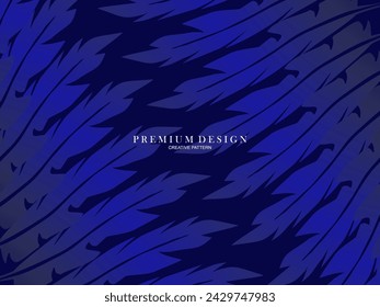 Blue feather premium background. Abstract dynamic composition. Modern vector feather illustration.