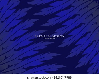 Blue feather premium background. Abstract dynamic composition. Modern vector feather illustration.