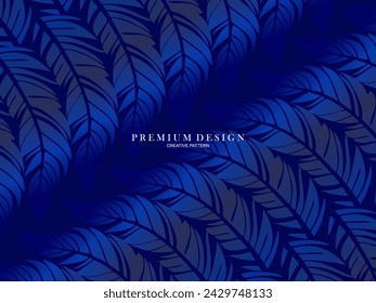 Fondo premium de plumas azules. Composición dinámica abstracta. Ilustración moderna de la pluma del vector.