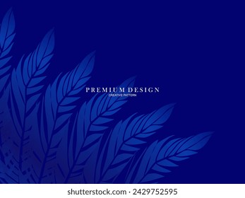 Blue feather premium background. Abstract dynamic composition. Modern vector feather illustration.
