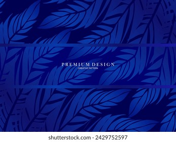 Blaue Feder Premium Hintergrund. Abstrakte dynamische Zusammensetzung. Moderne Vektor-Feder-Illustration.