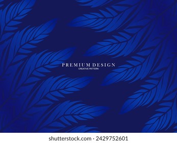 Fondo premium de plumas azules. Composición dinámica abstracta. Ilustración moderna de la pluma del vector.