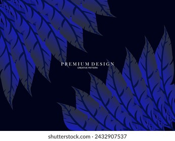 Fondo premium de plumas azules. Composición dinámica abstracta. Ilustración moderna de la pluma del vector.

