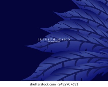 Fondo premium de plumas azules. Composición dinámica abstracta. Ilustración moderna de la pluma del vector.
