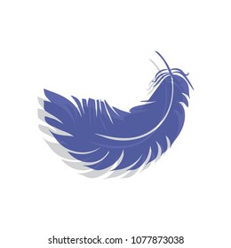 Blue feather vector illustration. Can be used for logo icon.