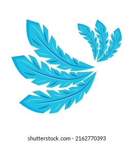 Blue feathers semi flat color vector object. Full sized item on white. Festival costume. Part of brazilian samba costume simple cartoon style illustration for web graphic design and animation