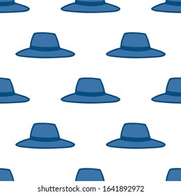 Blue fedora hats seamless repeat pattern for wrapping paper,prints,fabrics.