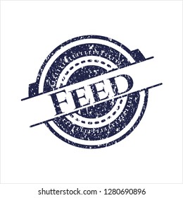 Blue Feed distress rubber seal with grunge texture