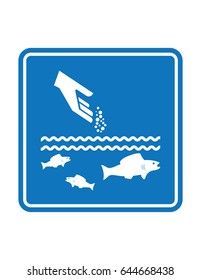 Blue Feed Fish Vector Square Sign Symbol Icon Pictograph