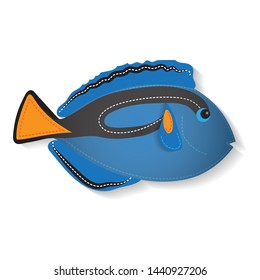 Blue felt fish with shadow