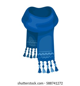 Blue felt scarf with beautiful patterns.Scarves and shawls single icon in cartoon style vector symbol stock illustration.