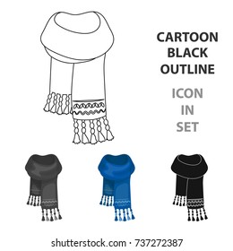 Blue felt scarf with beautiful patterns.Scarves and shawls single icon in cartoon style vector symbol stock illustration.