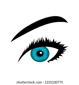 blue female eye, vector