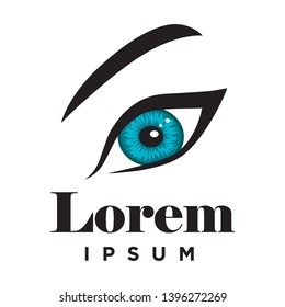 blue female eye, vector logo template