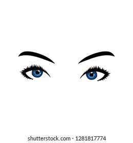 blue female eyes, vector