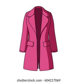 Blue female restrained coat buttoned. Women's outerwear..Women clothing single icon in cartoon style vector symbol stock illustration.