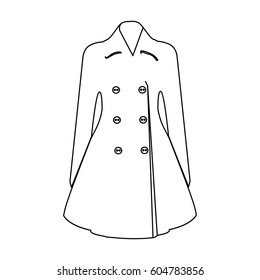 Blue female restrained coat buttoned. Women s outerwear..Woman clothes single icon in outline style vector symbol stock illustration.