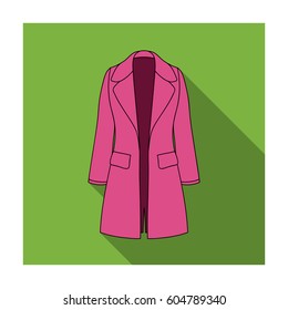 Blue female restrained coat buttoned. Women s outerwear..Women clothing single icon in flat style vector symbol stock illustration.