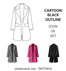 Blue female restrained coat buttoned. Women's outerwear..Women clothing single icon in cartoon style vector symbol stock illustration.