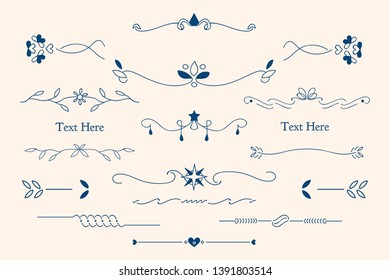 Blue feminine ornamental dividers vector collection