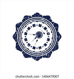 Blue fertilization icon inside distress rubber texture
