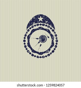 Blue fertilization icon inside distressed rubber grunge texture seal