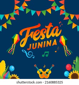 Blue festa junina party design