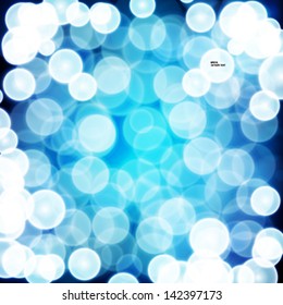 Blue festive background. Elegant abstract background with bokeh defocused lights.