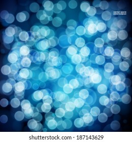 Blue festive background. Elegant abstract background with bokeh defocused lights.