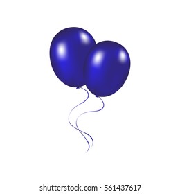 Blue festive balloons vector illustration on a white background 