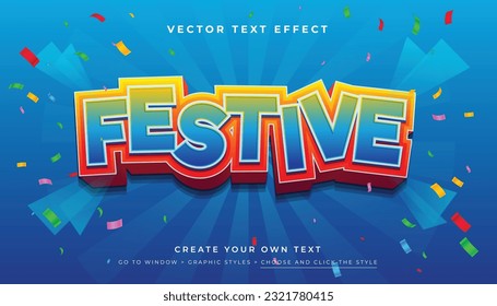 Blue Festive Colorful 3D editable text effect, suitable for promotion, product, headline