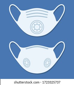 Blue ffp face mask flat design