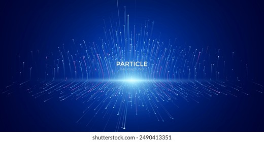 Blue fiber optic network lines perspective background. Data flow visualization concept of science and technology