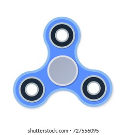 Blue fidget spinner flat style vector illustration.on white background. Stress relieving toy.