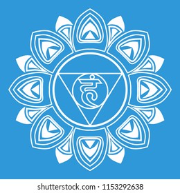 The blue fifth chakra. Mandala for yoga and meditation.