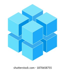 Blaue Figur. Isomometrische Figur der geometrischen Form. Vektorgrafik einzeln auf weißem Hintergrund
