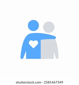 Blue figure with heart hugging another Vector