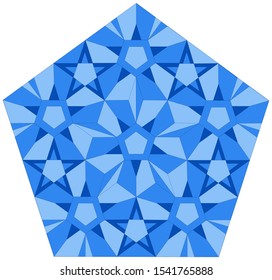 Blue figure made of regular pentagons and five-pointed stars.