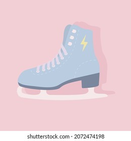 Blue figure skates. Women's ice skates vector. 